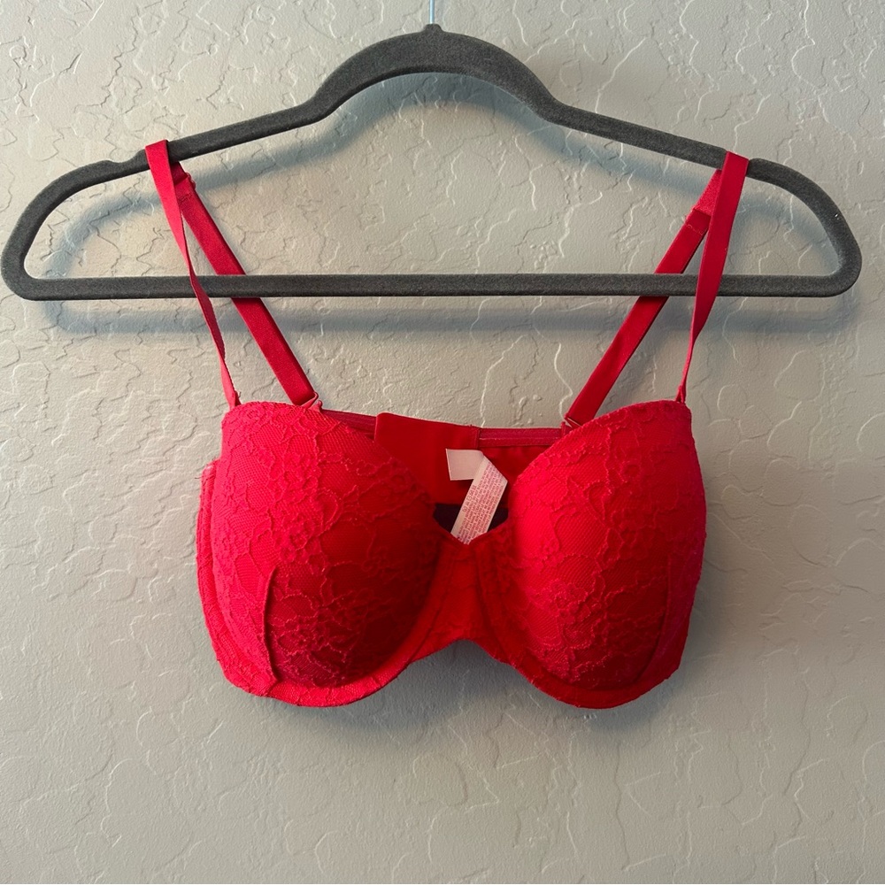 Victoria's Secret red lace multi-way bra size 34D
